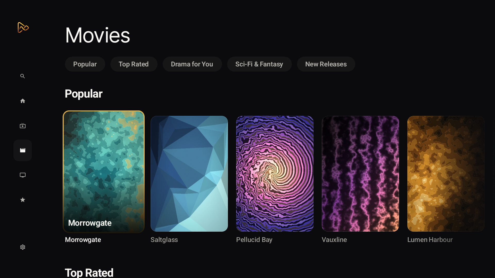 MIRA Player catalogue view, demo catalogue