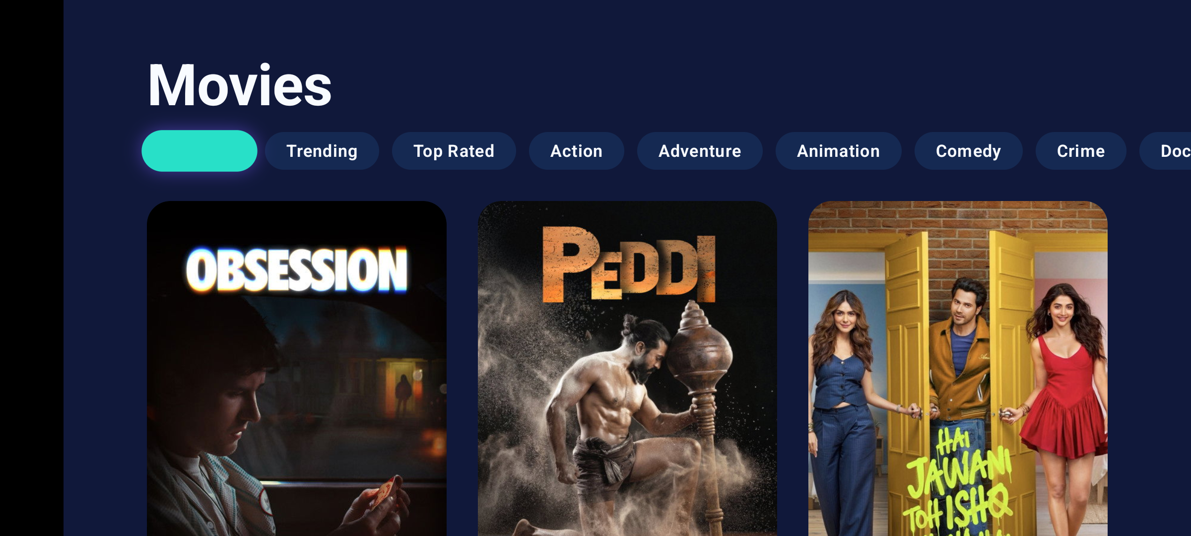 MIRA Player movies browse grid on Android TV pulling on-demand titles from connected debrid and IPTV sources