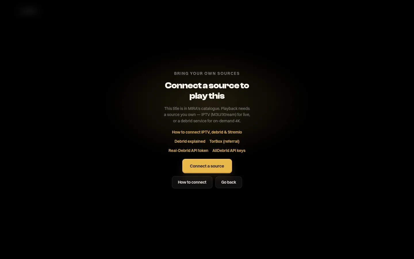 MIRA Player playback source and failover controls